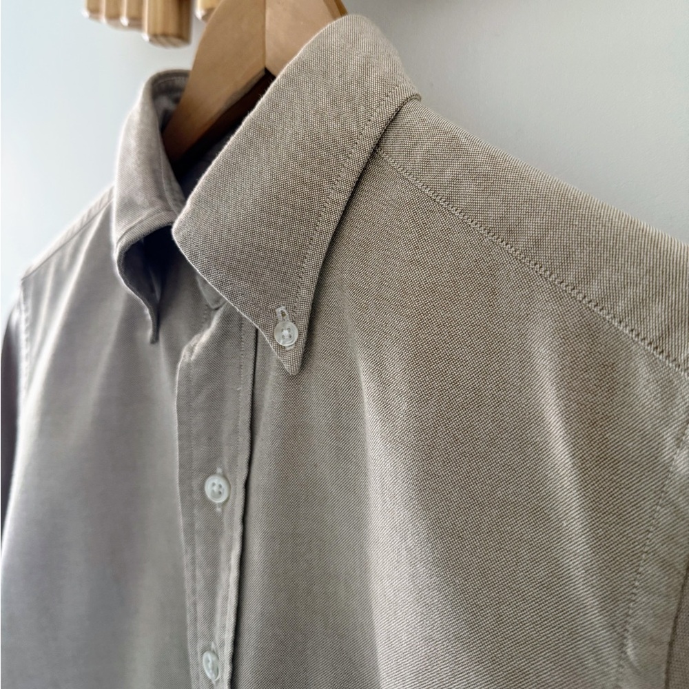 Drake’s London Oxford Button Down Shirt Cream 15/38 Made England OCBD - Picture 4 of 7